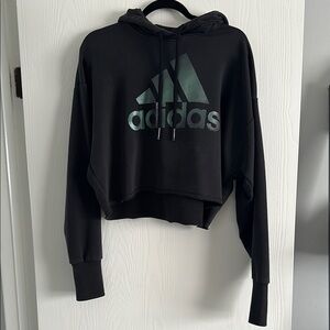 Adidas Black Cropped Sweatshirt with Logo